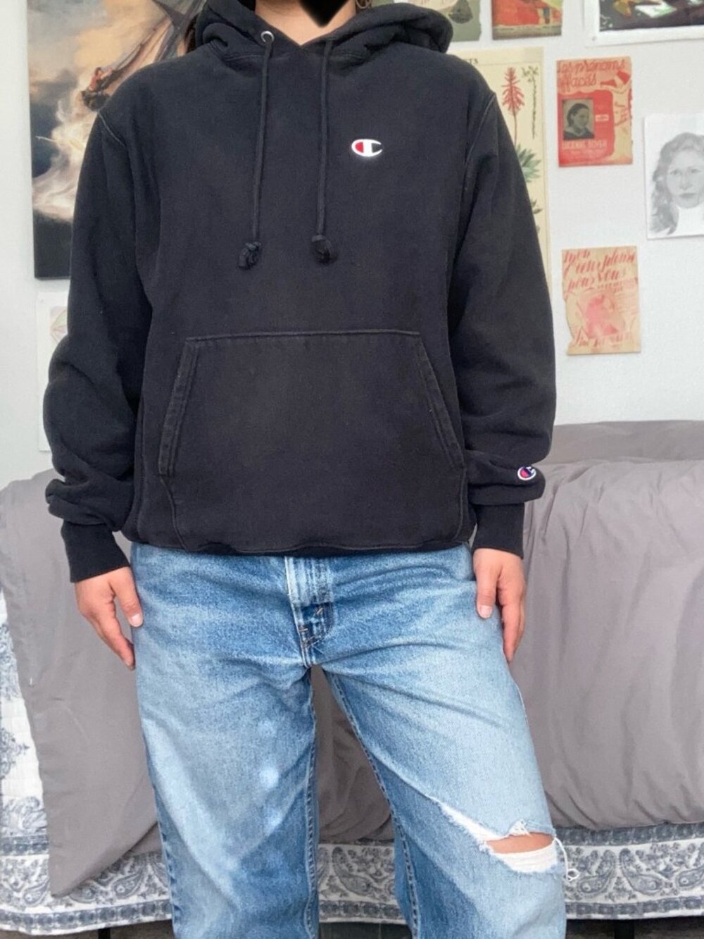 Heavy Weight Black Champion Hoodie